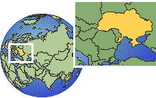 Долгота, широта и часовые пояса городов Украины