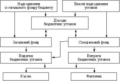  Взаємозв’язок доходів, видатків та витрат бюджетних установ