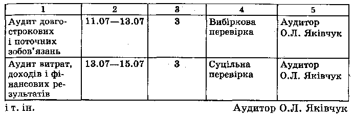 План аудиторської перевірки фірми "Маяк"