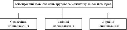 Класифікація повноважень трудового колективу за обсягом прав