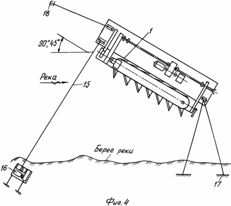 На Фиг.4 показан способ установки станции на реке