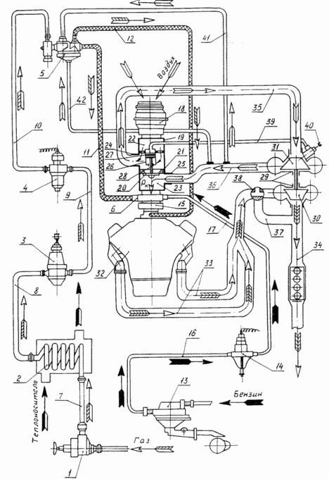 ДВУХТОПЛИВНЫЙ ГАЗОБЕНЗИНОВЫЙ ДВИГАТЕЛЬ ВНУТРЕННЕГО СГОРАНИЯ С ГАЗОТУРБИННЫМ НАДДУВОМ